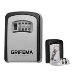 GRIFEMA GA1003 Key Safe Wall Mounted, Large Capacity Key Lock Box Outdoor,Waterproof Key Safe Box with 4 Digit Combination, Key Lock Cabinet for Spare House Keys, With Slide Cover, Gray, Medium Size