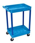 LUXOR BUSTC11BU 2 Level Serving Cart, 37.5" H x 24" W x 18" D, Blue