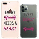 Cavka Matching Couple Cases Compatible with Apple iPhone 12/12 Pro 2020 5G Every Beauty Needs Beast Clear Boyfriend Love Relationship Silicone Cover Anniversary Quote Funny