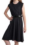 Jami Juniors - Cute Girls' Dresses Skater Mini A-Line Style with Belt, Sleeveless & Long Sleeve Options, Perfect for Parties & Special Occasions, Flattering Flare Frankie Fit (Black, 11-12)