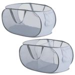 WD&CD Laundry Baskets 2 Pack Gray Foldable Pop-up Mesh Washing Laundry Basket Bag Bin Hamper Toy Tidy Storage Organiser Organizer