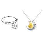 Yellow Chimes Sister Message Steel Charm Bracelet for Girls and Women and Sisters Love Special Moon Pendant in Metal for Girls and Women