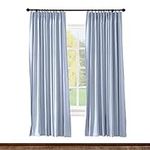 ChadMade Pinch Pleat 52W x 96L Inch Solid Blackout Patio Door Curtain Panel Drape for Traverse Rod and Track, Sky Blue (1 Panel)