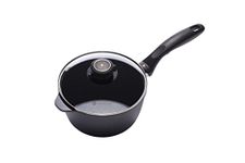 Swiss Diamond Non-stick Cast Aluminium 2 Litre Sauce Pan with Glass Lid, 18 cm, Grey/Black