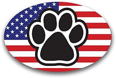 Magnet Me Up: American Flag with Paw Print Oval Dog & Cat Magnet Decal - 4x6 Inches - Heavy-Duty Automotive Puppy Magnet for Car, Truck, SUV - Patriotic Display with a Touch of Paw-FECT Charm