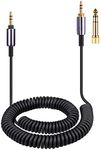 weishan ATH-M50xBT Cable, Coiled Aux Cord Replacement for Audio Technica ATH-M50xBT2, ATH-SR50BT Wireless Headphones, 3.5mm(1/8") Extension Wire with 6.35mm(1/4") Adapter, 14ft