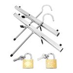 Holdfiturn 2 Pcs Ladder Clamps 43*39.5*22cm Roof Rack Clamp Lock Universal Ladder Roof Rack Lock Heavy Duty Roof Rack Clamps Lockable Safe Ladders with 2 Free Padlocks Included for Roof Rack