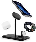 Twelve South HiRise 3 Deluxe, Compact Luxury MagSafe Charging Stand for iPhone, AirPods and Apple Watch - Includes US Power Supply with 5 Foot Cord, Plus International Plug Adapters