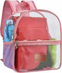 PROUDME Transparent School Backpack for Work, Travel, School Bag Clear Mini Backpack (12.5" Lx11.5 H x5.5) (PINK)