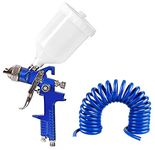 Combo H827 Professional Paint Spray Gun Sprayer with 10 Meter Pneumatic Pipe Coiled 8mm x 12mm & 1.4mm Nozzle Automotive Painting Car Furniture Construction Painting Tools HVLP Sprayer Blue