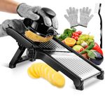 MASTERTOP Mandoline Vegetable Slicer, Stainless Steel Mandoline Food Slicer for Vegetable, Multi Functional Kitchen Mandolin for Potato Cabbage Onion Fruits, Send Gloves & Cleaning Brush