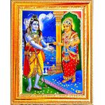 VCARTNOW Annapurna Devi Goddess Mata Maa for Kitchen Shiv Wall Art Painting Framed Home Decoration Gift Frame(20 x 15cm)