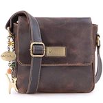 Catwalk Collection Handbags - Ladies Small Distressed Leather Cross Body Bag - Women's Messenger Bag - Adjustable Crossbody Strap - SABINE S - Brown