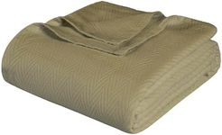 Superior 100% Cotton Thermal Blanket, Soft and Breathable Cotton for All Seasons, Bed Blanket and Oversized Throw Blanket with Metro Herringbone Weave Pattern - Full/Queen Size, Sage