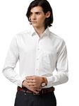 Aldeno Men Solid Formal White Satin Stretch Shirt (X-Large, White)