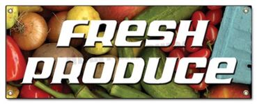 72" Fresh Produce Banner Sign Stand Farmers Market Signs