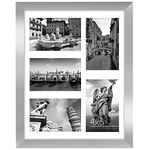 Americanflat 11x14 Picture Frame in Silver - Five 6x4 Photo Frame Openings with Shatter Resistant Glass - Multi Aperture Collage Frame with Horizontal and Vertical Format for Wall