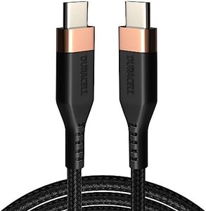Duracell Usb Type C To Type C 4A(60W) Braided Sync& Charging Cable,Compatible With Mobile,Laptop,Tablets&Macbook,3.9 Feet(1.2M) Supports Power Delivery(Pd) With Rapid Data Transmission,Black