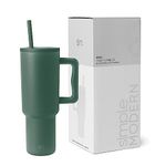 Simple Modern 40 oz Trek Tumbler with Handle and Straw | Insulated Stainless Steel Water Bottle Iced Coffee Cup Travel Mug | Gifts for Women | 40 oz | Forest