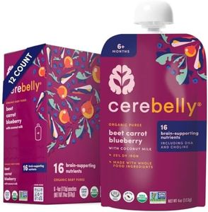 Cerebelly Baby Food Pouches – Organic Beet Carrot Blueberry (4 oz, Pack of 12) - Toddler Snacks, 16 Brain-supporting Nutrients, Healthy Snacks, Made with Gluten-Free Ingredients, No Added Sugar