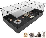 Aystkniet Rabbit Run, Hamster Playpen with Waterproof Bottom Liner, Small Animal Cage for Guinea Pig, Turtle, Hedgehog,Kitten Gerbil, Pet Fence for Indoor and Outdoor (Black with Cover)