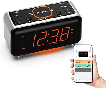 Radio Alarm Clock with App Control, Bluetooth, FM Radio, Dual Alarm of 4 Alarm Modes, Easy Snooze, Dimmer, Orange Night Light iTOMA 208