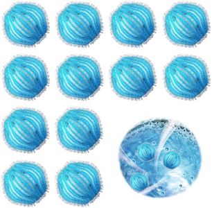12 Pcs Dryer Balls,Silicone Soft Washing Machine Pet Hair Remover,Reusable Pet Hair Remover,Dryer Laundry Ball Hair Remover Laundry Ball Pet Hair Laundry Catcher(Blue)