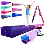 FC FUNCHEER 8FT Folding Balance Beam -Gymnastics Beam -Wood core Floor Beam - Anti-Slip Bottom -Faux Suede Cover -Stainless Hinge and Carrying Bag for Kids Training at Home
