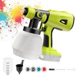 Cordless Paint Sprayer Compatible with Ryobi 18V Battery,Electric Paint Spray Gun with 4 Nozzles,3 Patterns and 1000ML Detachable Tank for Walls Home Painting