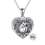 ONEFINITY Heart Locket Necklace 925 Sterling Silver Picture Necklace Personalized Photo Custom Picture Necklaces For Women Men Girls (Cat)