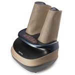 Lifelong Air Pressure Foot & Leg Massager Machine With Heat For Home - Leg,Foot & Calf Massager - Portable Foot Massager With 14 Compression Air Bags,6 Foot Rollers & 3 Massage Modes (Llm891), Brown