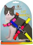 PUPTECK Adjustable Cat Harness and Leash Set Escape Proof Kitten Strap Collar for Walking Travel, Multicolor