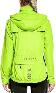 FitsT4 Sports Women's Cycling Running Jackets Lightweight Windproof Bike Windbreaker Reflective with Hooded, Fluorescent Yellow, X-Large