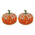 Colorful Halloween Pumpkin Witch Crown Shape Rhinestone Earrings for Women Girls Jewelry, Zinc, zinc alloy