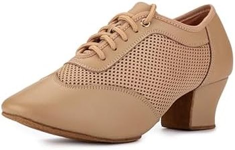 RoseMoli Women's 2" Practice Dance Shoes Latin Dance Shoes Lace-up Ballroom Modern Salsa Rhythm Teaching Practice Professional Performance Dance Shoes Tan