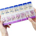 DSYSC7 Day Pill Box Organiser with Opening Push Button, Pill Boxes 7 Day 2 Times a Day, Weekly Tablet Organiser Boxes 7 Day AM and PM, Medication Organizer Case for Vitamins