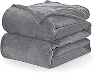 WAVVE Fleece Blanket Queen Size XL Grey 7ft x 8ft - Fluffy Soft Warm Versatile Large Throw Blanket for Bed/Sofa/Couch Gray, 220x240 cm