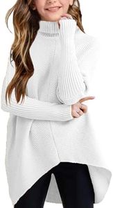 Girls Fall Winter Sweaters Dress Oversized Turtleneck Long Sleeve Casual Knit Jumper High Low Dresses Tops Outfits