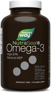 Nature's Way NutraSea hp Omega-3 - Extra Strength EPA – Omega-3 Supplement with Fresh Mint Flavour – 2000 mg EPA and DHA Fish Oil (1500 mg EPA, 500 mg DHA) – Support Healthy Heart and Brain Function in Kids and Adults, 60 Softgels