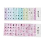 2Pcs PVC English Keyboard Replacement Letter Stickers, Colorful Background and Black Lettering, for 10-17inch PC Desktop Laptops(A)