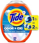 Tide Ultra OXI Power PODS with Odor Eliminators Laundry Detergent Pacs, HE Compatible, Works on Visible and Invisible Dirt, 45 Count Pacs