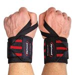 Weight Lifting Wrist Wraps | Wrist Support for Weightlifting w/Thumb Loop - Yoga|Crossfit|Powerlifting Wrist Wraps for Weightlifting Men|Women - by Rip Toned - 18" Red Stiff Fit