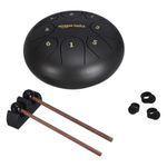 Amazon Basics Steel Tongue Drum 8 Note, 6 inch Percussion Instrument Handpan Drum with Carry Bag, drumsticks, drumsticks holder, music book and scale marker