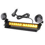 ROUTEKING Amber Flashing Light - 14Inch Car Emergency Warning Lights, 12LED 9 Flashing Modes, High Intensity Windshield Flashing Strobe Lamp for Car Vehicles Truck (Amber,12-24V)