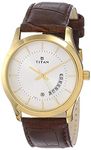 Titan Quartz Analog with Date Silver Dial Leather Strap Watch for Men-NS1823YL01