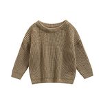 KameyouForever Newborn Baby Knitted Sweater Toddler Boy Girl Crewneck Long Sleeve Jumper Winter Warm Kintwear Clothes 3 6 9 12 18 Months 2-5T (A Grey Khaki, 0-3 Months)