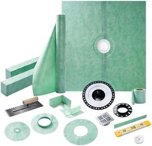 Albott Shower Curb Kit with Complete Shower Kit- Tray, Curb, Membrane, Seals, Bonding Flange, Corners, Trowel & Level, 72" x 72" Tray, Center Outlet Position