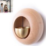 TAUDI Antique Japanese Style Small Round Brass Wooden Doorbell - Wireless Entry Alert Door Bell for Shopkeepers, Office Home Entrance Decor & Dopamine Release, Hanging Chime Front Door Bells