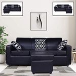 Adorn India Monteno Leatherette Modular Sofa Set (Black)