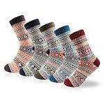 DiaryLook 5 Pairs Thermal Wool Womens Socks Warm Winter Knitting Ladies Socks Christmas Gifts for Women